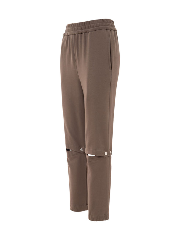 Trace Soft Jersey Jogging Pants With Press Buttons Camel Brown - Speakthestore